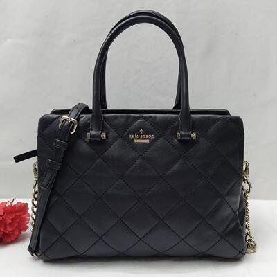 kate spade New York黑色真皮被纹双Handles Zipper两用包