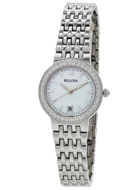 美国代购Bulova宝路华Quadra石英白色表盘女士手表96R239