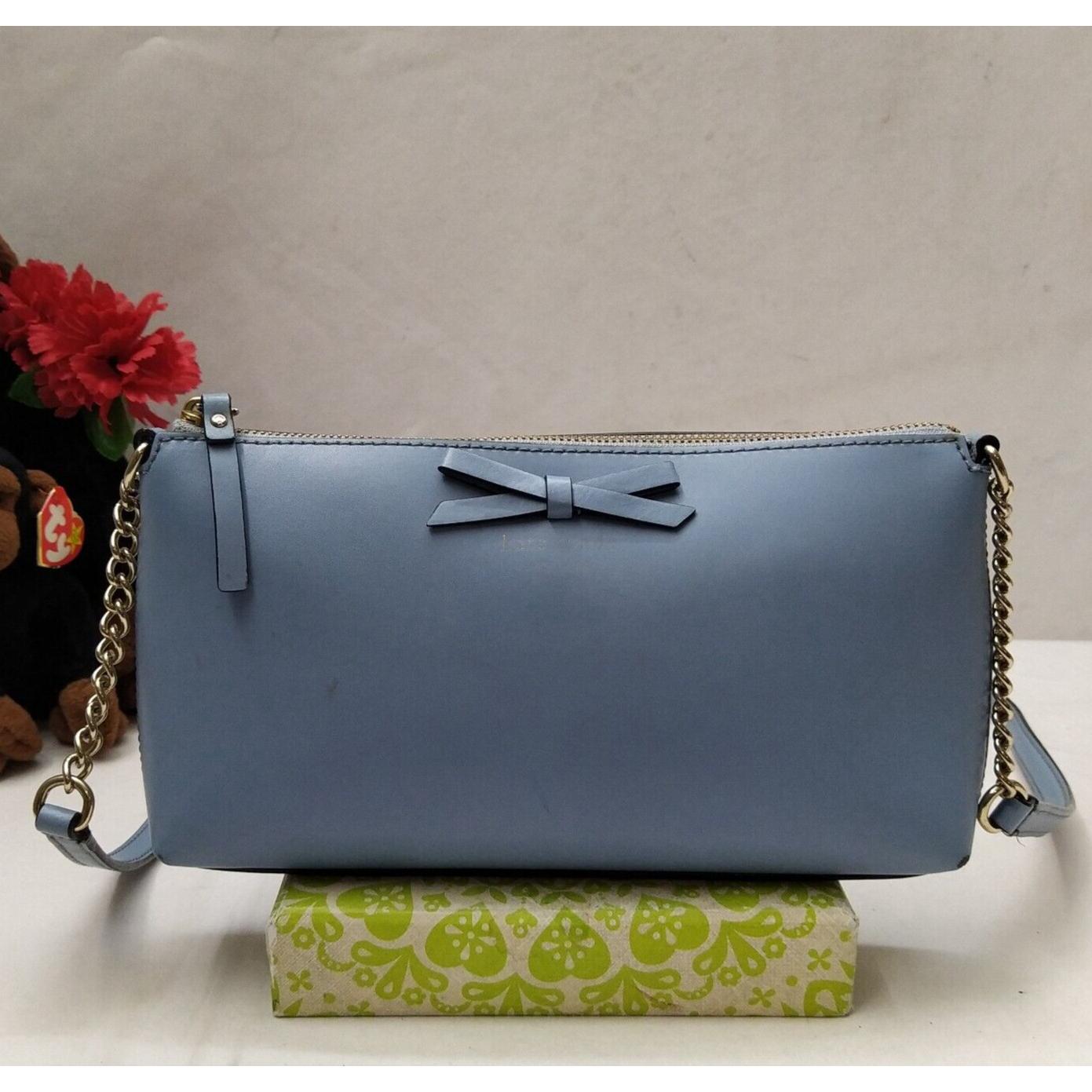 kate spade new york通用款女包蓝色真皮Bow Zipper Closure