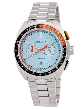 美国代购Bulova宝路华Racer计时表石英蓝色表盘男士手表98B432
