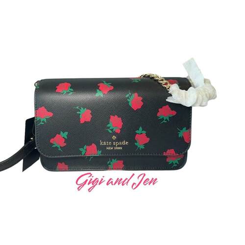Kate Spade Madison玫瑰Toss印花小号翻盖斜挎包