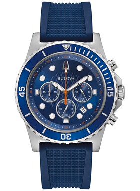 Bulova宝路华男士计时表石英蓝色手表44MM 96K108