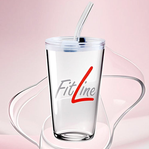 定制FitLine玻璃杯德国PM营养素果汁杯带刻度杯赠送玻璃吸管和盖