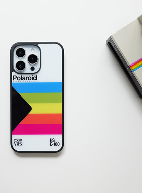 Roz3宝丽来手机壳适用于iPhone17promax16苹果15复古相机手机壳创意个性黑边pc壳彩虹条纹保护套高级感