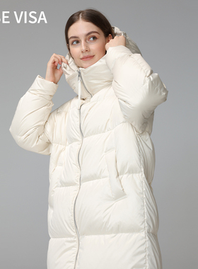 25冬(珍珠缎面）95白鹅绒长款时尚连帽休闲鹅绒服256011