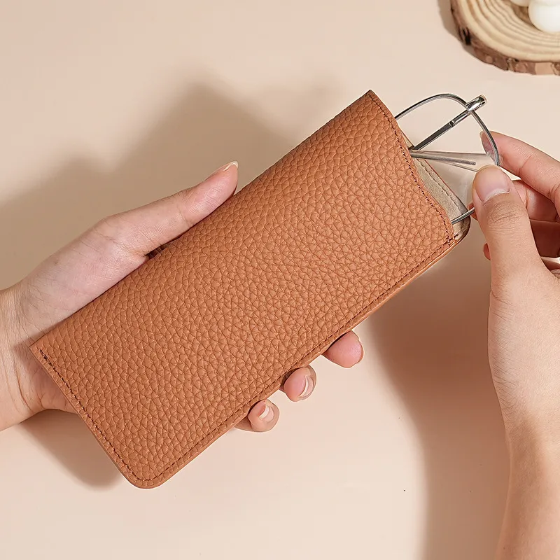 男女款通用太阳镜收纳保护真皮套牛皮近视眼镜袋头层牛皮眼镜包