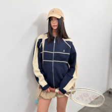 roaringwild a arch咆哮野兽撞色拼接情侣开衫外套美式拉链毛衣男