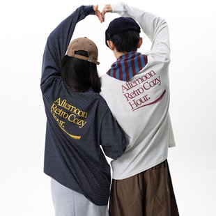 细条纹圆领长袖 arch 字母印花T恤美式 男 咆哮野兽 roaringwild