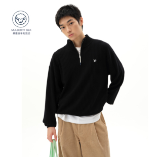 咆哮野兽 arch 黑色立领宽松上衣半拉链套头毛衣男 roaringwild