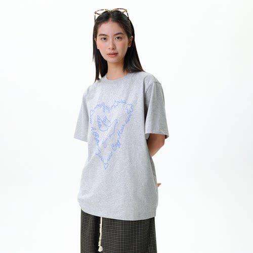 roaringwild爱心鸽印花短袖t恤