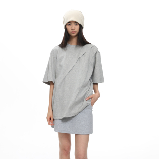 咆哮野兽灰色斜褶短袖 arch T恤中性Cleanfit圆领 roaringwild