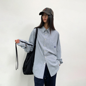 美式 arch 宽松刺绣男士 roaringwild 衬衫 咆哮野兽 条纹长袖 外套