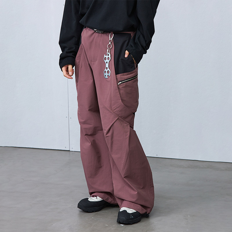 roaringwild a arch 咆哮野兽 紫色 砖红色抽褶结构口袋宽松长裤,男装,休闲裤,淘宝优惠券,粉丝福利购,淘宝优惠卷