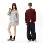 roaringwild 华夫格毛衣男 格子外套美式 arch咆哮野兽米白色开衫