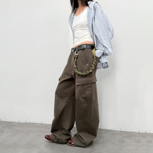 咆哮野兽 宽松混纺弯刀裤 潮牌美式 roaringwild 长裤 arch 工装 男