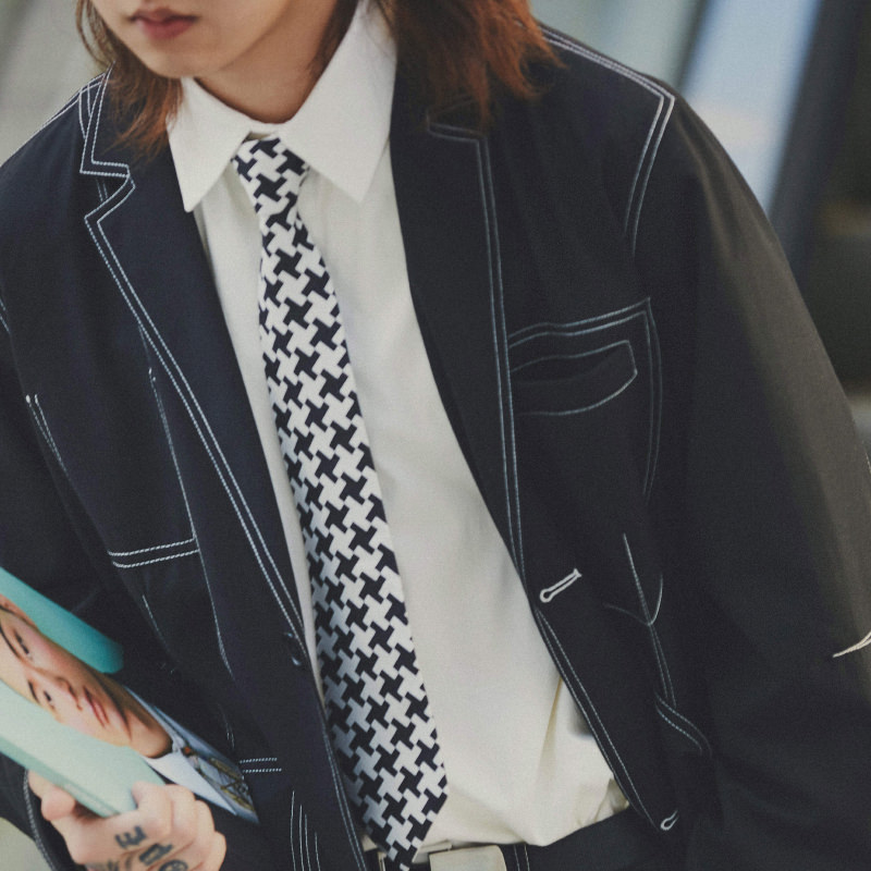 咆哮野兽黑色明线结构单层西装