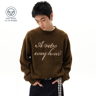 毛衣男 arch咆哮野兽棕色圆领上衣宽松休闲套头美式 roaringwild