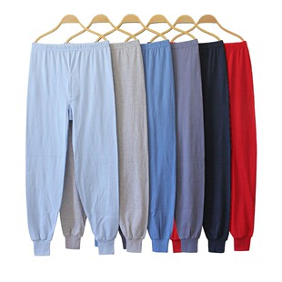 老人宽松大码 男士 中老年高腰男全棉单件秋裤 内穿打底线裤 纯棉秋裤