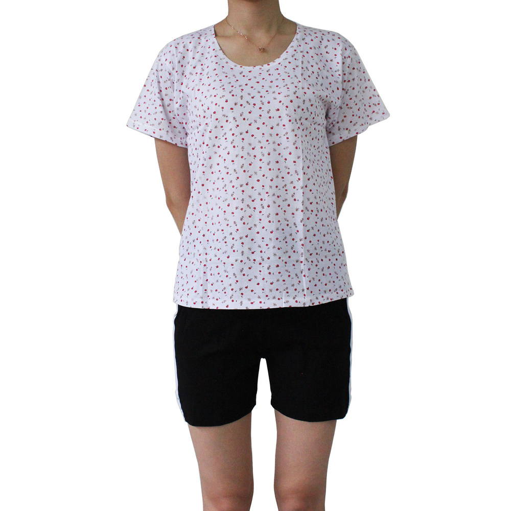 中老年女士全棉短袖背心 老年人印花半袖背心 加肥加大纯棉女汗衫