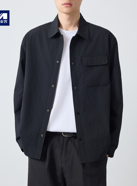 墨麦客男装高智通勤衬衫式夹克男2026春新款颗粒感男士外套81623.