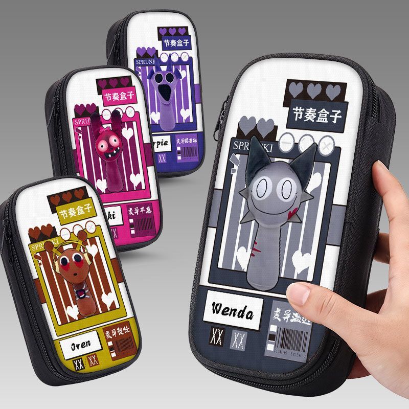 sprunki节奏盒子笔袋男孩铅笔盒潮流印花文具盒小学生帆布铅笔袋