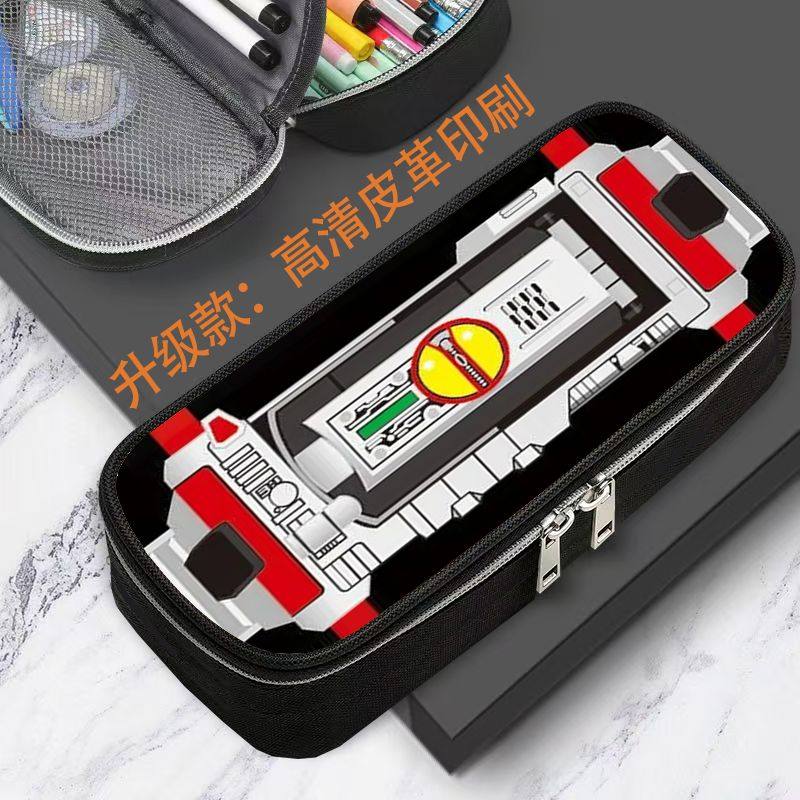 假面骑士笔袋皮革印刷卡通学生三层包文具超人专用便携式多功能