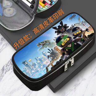 幻影忍者笔袋皮革卡通学生专用三层包文具乐高便携多功能来图定制