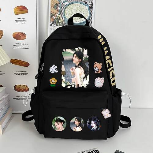 鞠婧祎书包大容量英文百搭印花学生双肩包背包轻便耐用明星应援