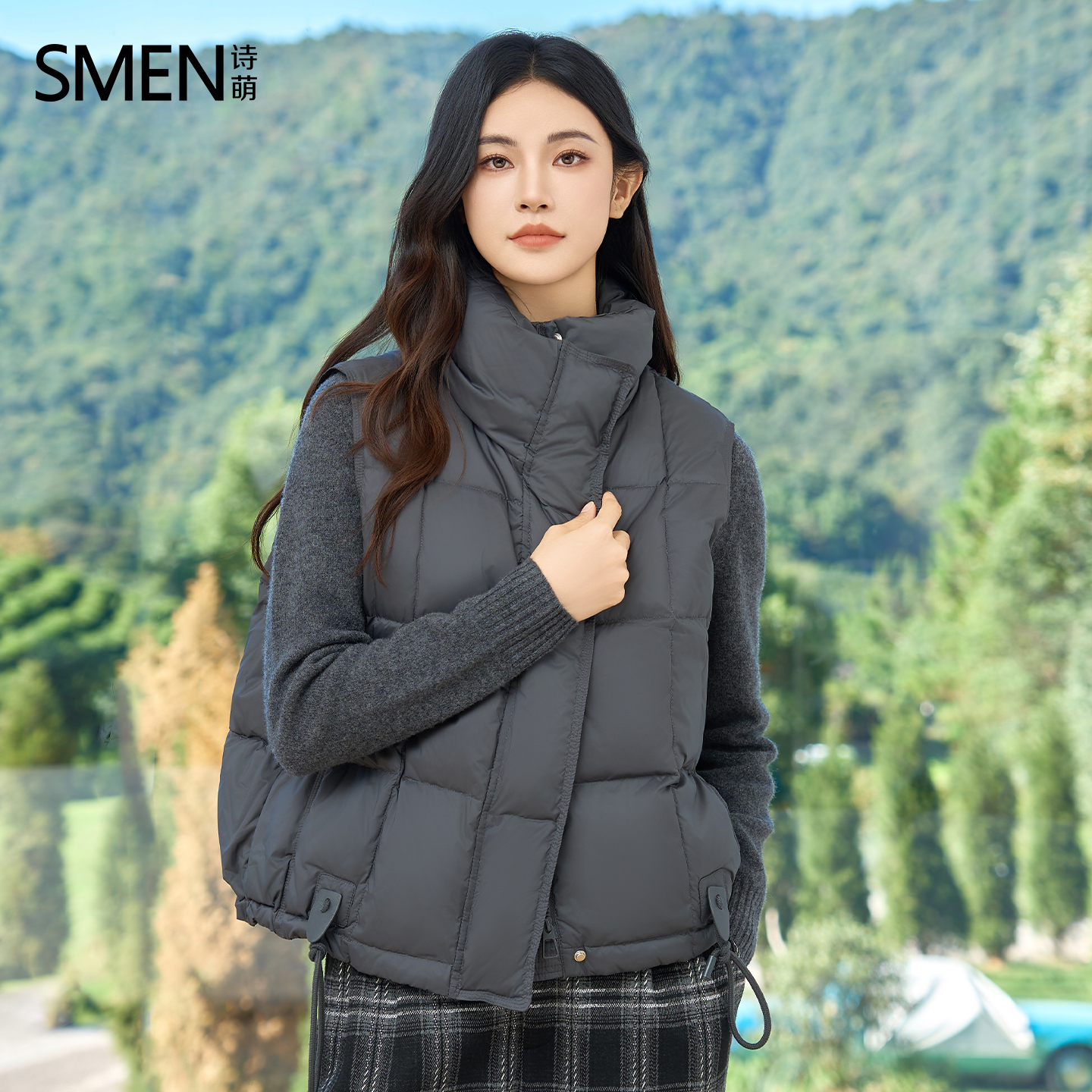 商场同款诗萌立领马甲外套