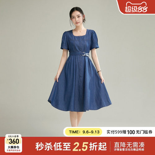 Smen诗萌英伦风牛仔连衣裙