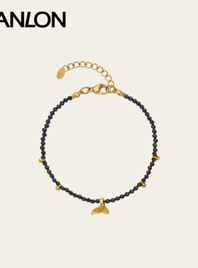 自然论鲸落黑石黑金配色手链