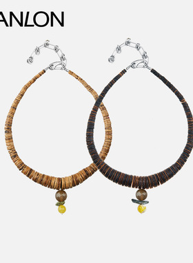 项链项链自然论椰壳天然石玛瑙