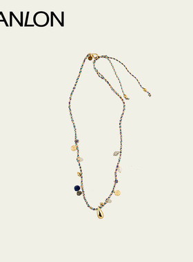 【吴昕同款】自然论藏式手编绳水滴吊坠长项链蓝色民族风小众海洋