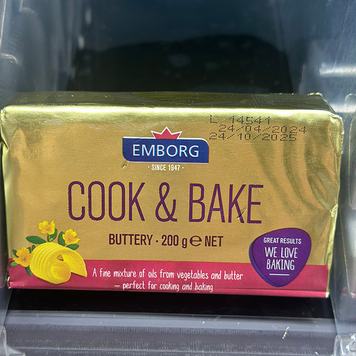 丹麦进口 EMBORG/紫堡牌无盐植物牛油 cook&bake buttery 200克