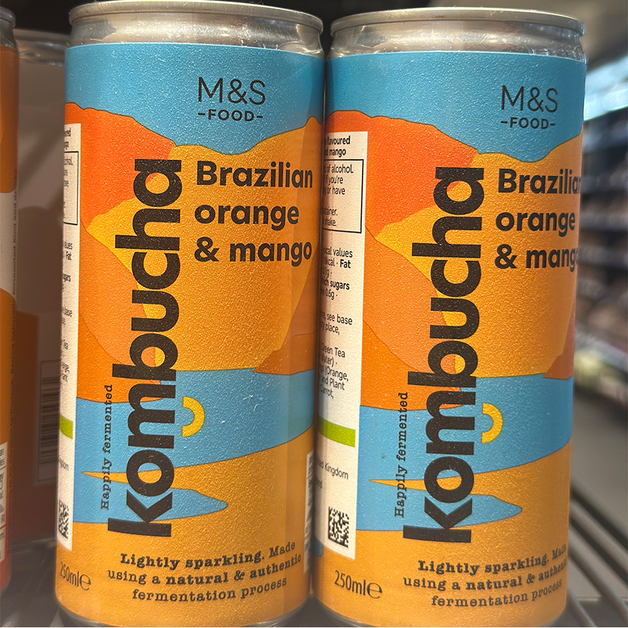 英国进口 M&S/玛莎食品柳橙和芒果康普茶/即饮茶 kombucha250ML*6