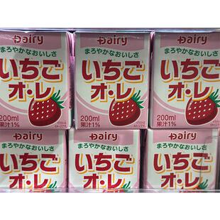 代购日本进口 DAIRY草莓士多啤梨味牛奶 果汁含量1% 6盒