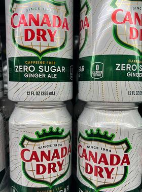 代购正品 美国进口 CANADA DRY无咖啡因无糖姜汁汽水 355毫升*6罐