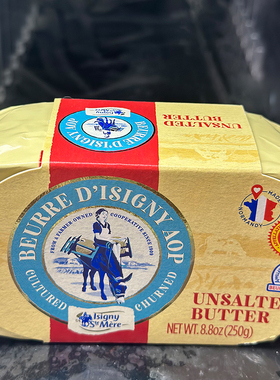 代购法国进口 ISIGNY无加盐牛油 unsalted butter 250克