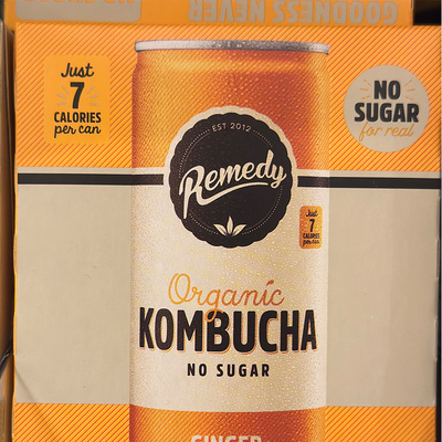 新西兰进口REMEDY有机无糖红茶菌康普茶Kombucha 柠檬姜味250ML*4
