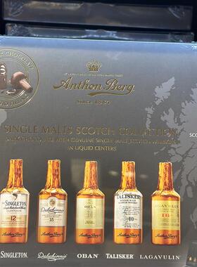 代购正品 丹麦进口ANTHON BERG单一麦芽威士忌酒心黑朱古力巧克力
