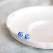 仲夏至 火彩澳宝欧泊宝石气质星空梦幻手工许愿豆迷你圆珠女耳钉