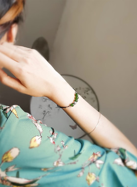 红玛瑙小珠复古银细小手绳