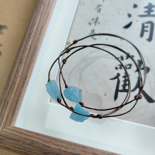 如一掬海水，海蓝宝原石手绳
