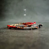 锦鲤鱼 原创925银雕刻小鱼红鲤鱼编织文艺上岸考试女男复古质手绳