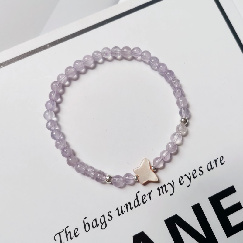 仲夏至薰衣草紫水晶蝴蝶清新手绳