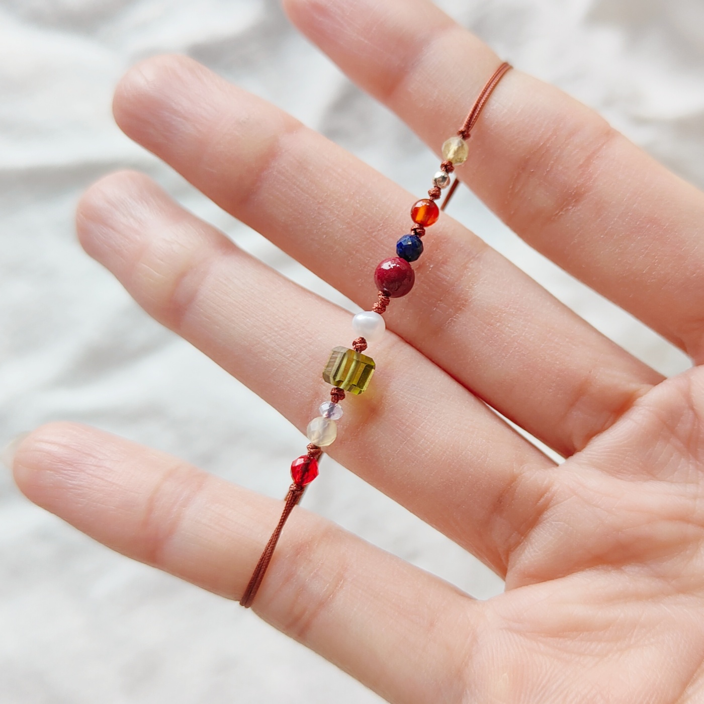 天然石混色小珠细文艺手绳