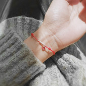 吉祥 原创中国红925银吊坠细小本年复古喜庆仲夏至文艺编织手绳