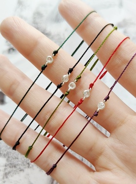 闪闪迷你925银锆石小红绳