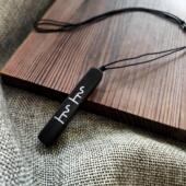 上上签 天然黑檀木简约文艺长项链毛衣链气质简约百搭男女镶银丝