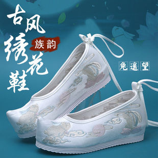 2026新款汉服鞋子春夏女生翘头绣花鞋演出古风刺绣弓鞋老北京布鞋